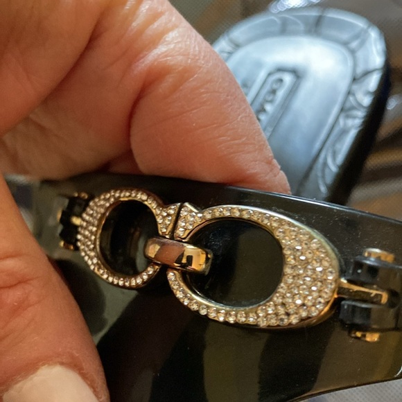 Coach Black Logo Crystal Logo Jelly Flip Flops - Picture 11 of 16